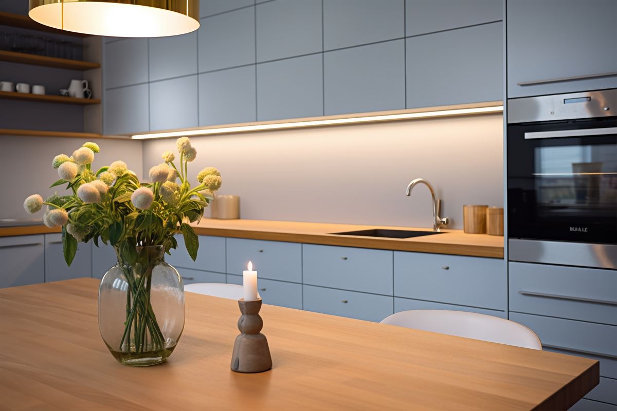 Modern kitchen with contemporary interior decor